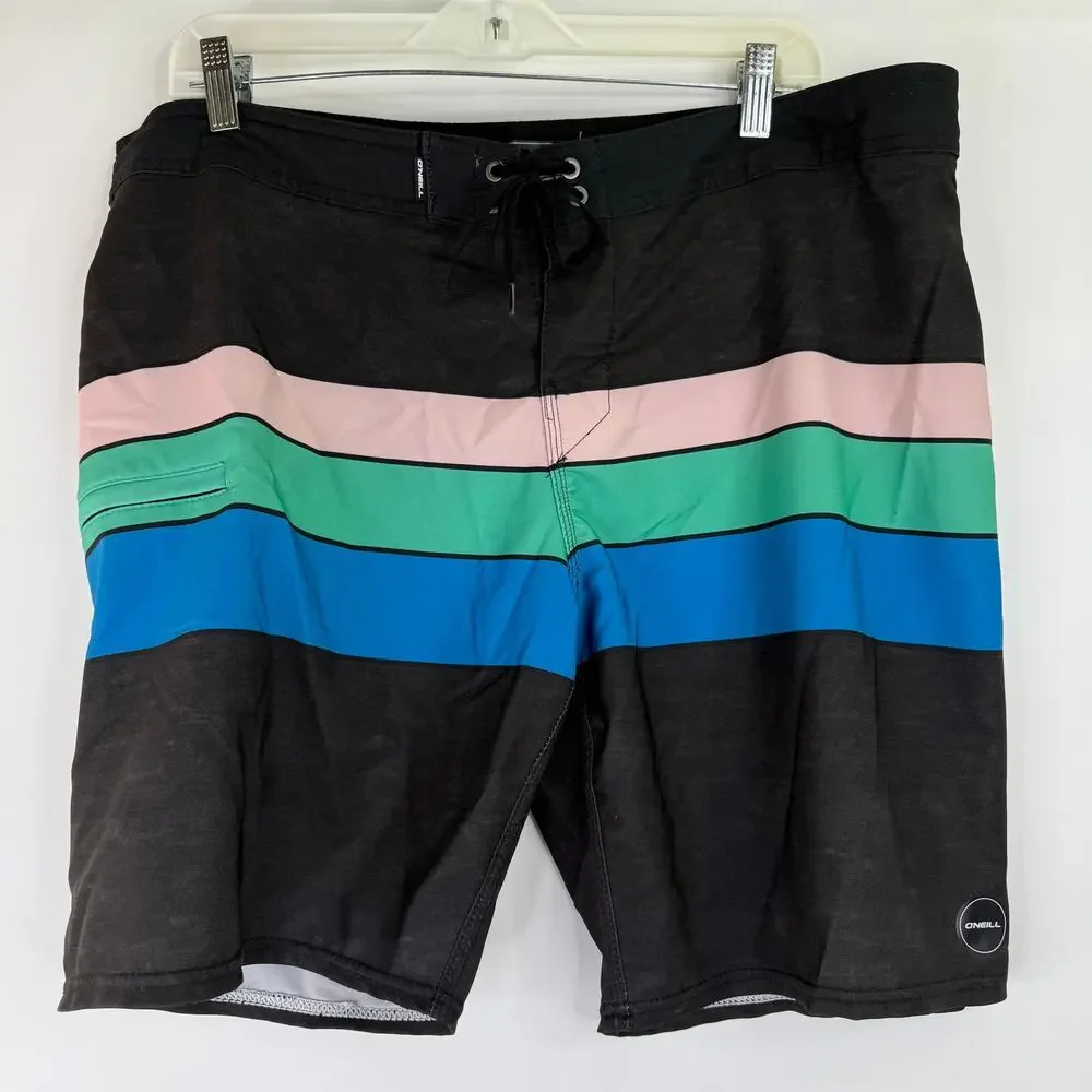 O'Neill Hyperfreak Men's Striped Board Shorts Size 38